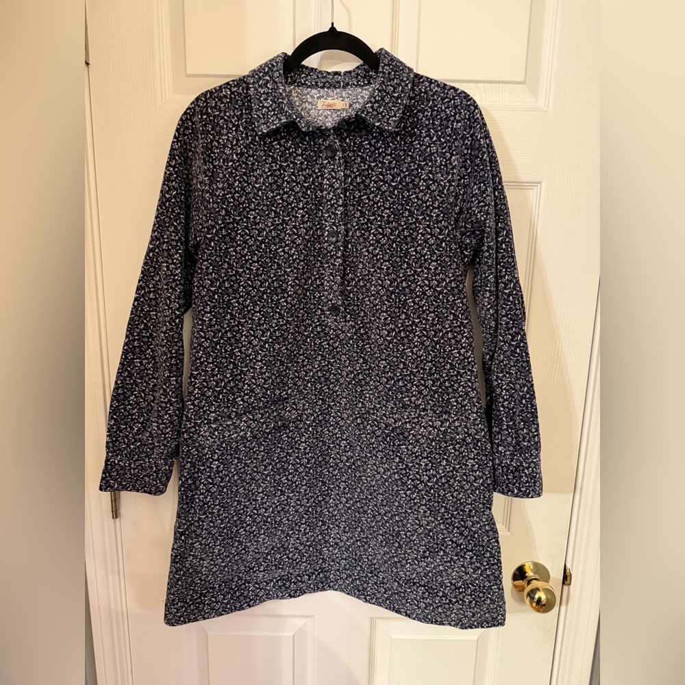Faherty Corduroy Navy and White Floral Dress